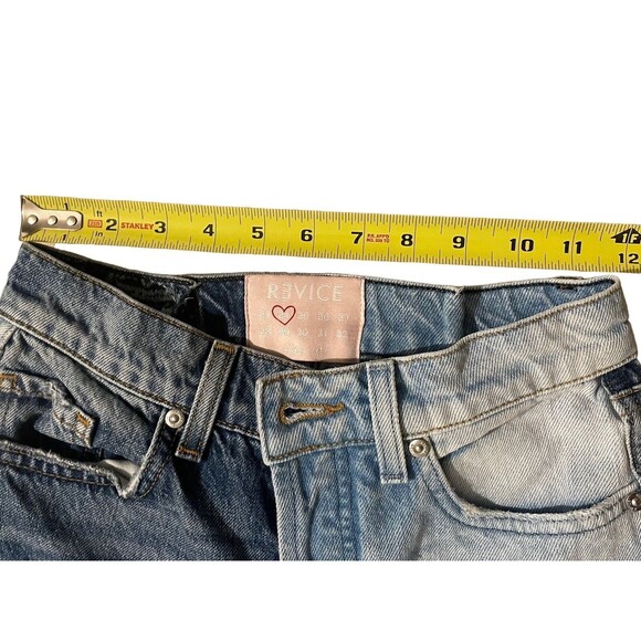 Revice High Rise Straight Leg Distressed Butt Rip Denim Jeans size 25 Light Wash - Picture 12 of 12
